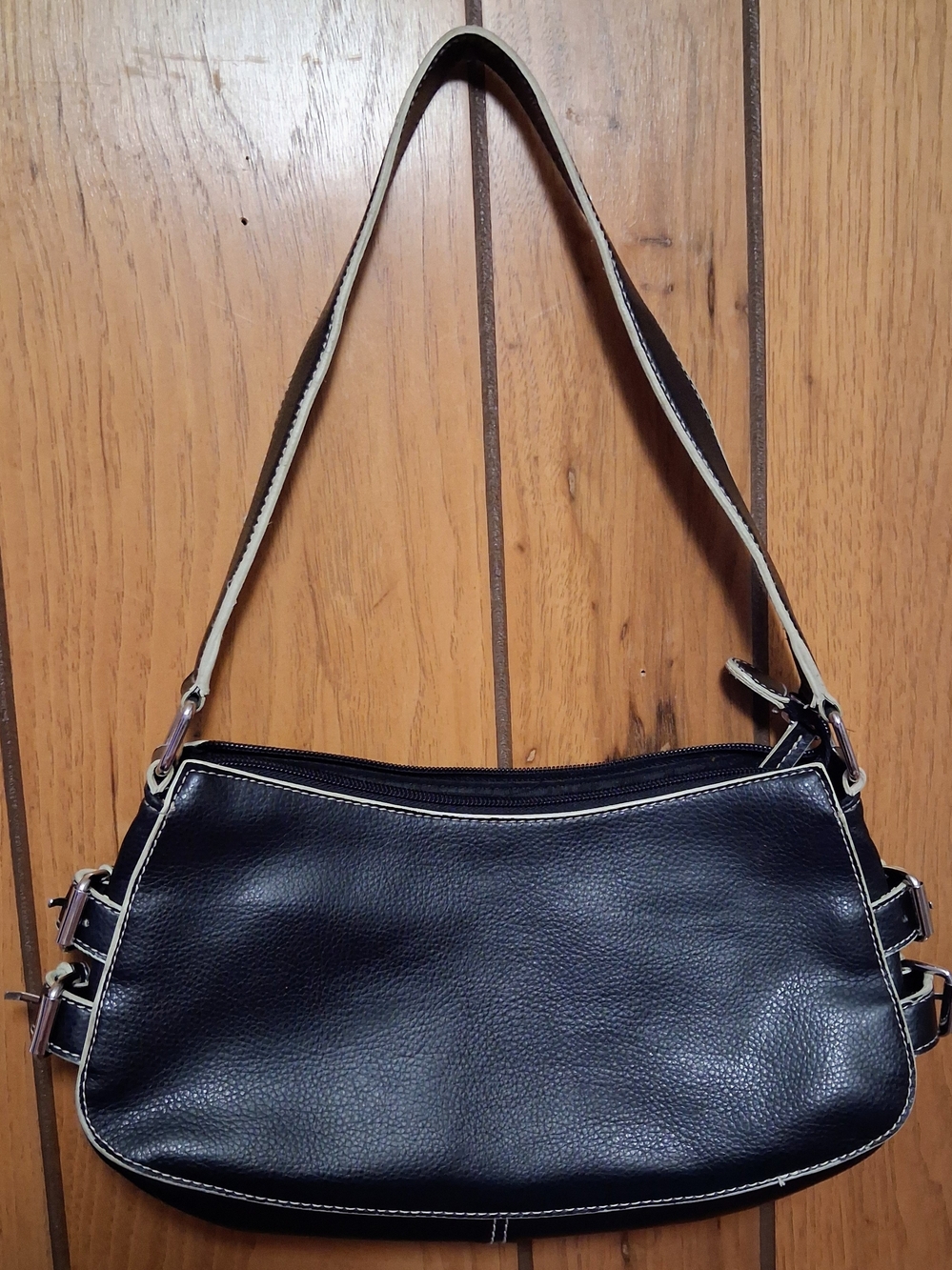 Classic Black Leather Shoulder Bag
